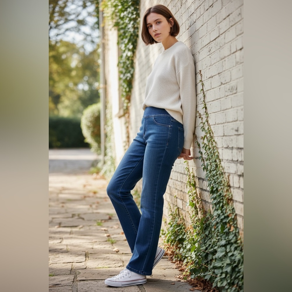 Talbots Simply Flattering Indigo Straight-Leg Pull On Women's Jeans